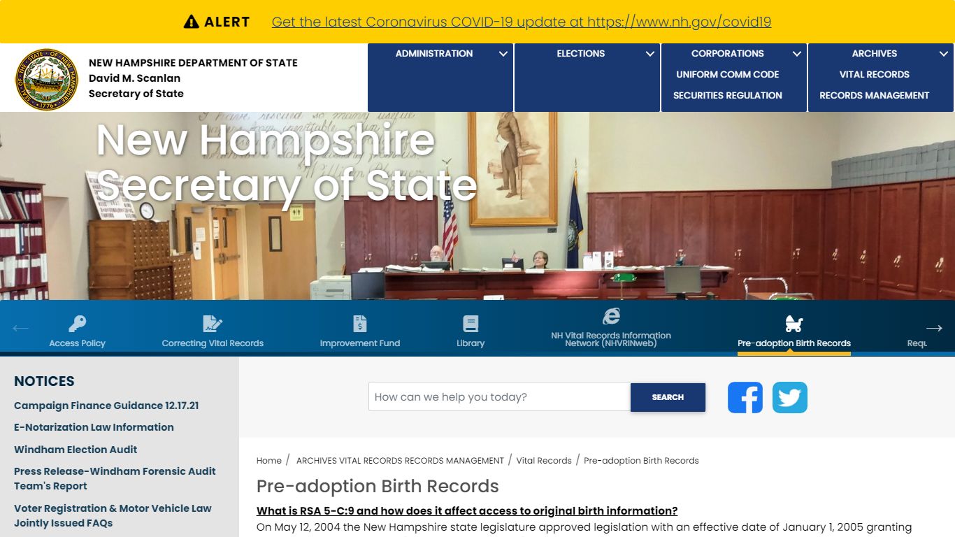 NH-SOS - Pre-adoption Birth Records